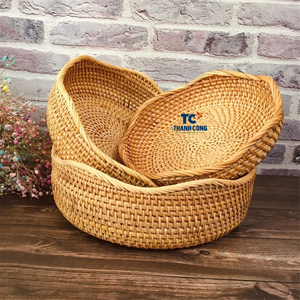 RATTAN <b>BASKET</b> From Vietnam FRUIT <b>BASKET</b> Natural Handcrafted Storage Wholesale Eco Choice For Fruit Or <b>Bread</b> - Product Image 1