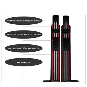 Bandes de compression pour poignets pour la musculation - Robustes, logo OEM personnalisé, fermeture auto-agrippante, en polyester et coton - Product Image 2