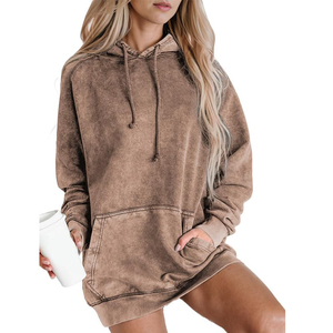 Sudadera con Capucha Extra Grande para Mujer, Lavado Ácido, para Venta en Línea, Nueva Llegada, Ajuste Holgado con Cordón, Antibolitas, Transpirable, con Logotipo Frontal - Product Image 1