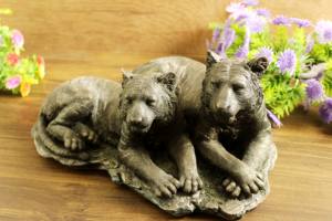 Statue de couple de tigres en résine faite à la main, finition bronze, décoration d'intérieur, objet de décoration de table, provenant du Rajasthan, collection Antiques Nirmala - Product Image 3