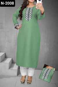 Tela de mezcla de algodón simple para uso étnico indio con hermosos Kurtis DE TRABAJO Dobi para uso informal y diario Kurtis simples para mujeres - Product Image 4