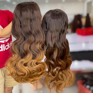 Maravillosas pelucas de pelo vietnamita Hum Color degradado de textura ondulada grande para mujeres negras - Product Image 3