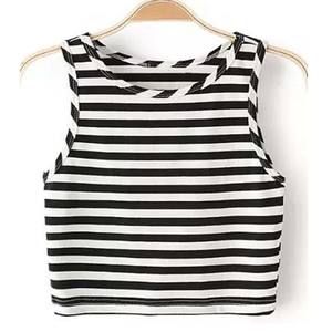 Meilleures ventes de débardeurs pour femmes d'été personnalisés de haute qualité, style classique confortable à rayures, style formel sans col, grande taille pour femmes - Product Image 4