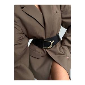 Ceinture élastique pour femme avec boucle dorée, ceinture pour veste, ceinture pour chemise, ceinture pour robe - Noir - Product Image 5