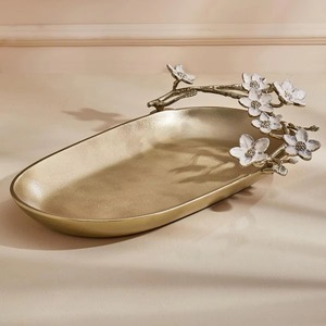 Hot Selling Handmade Aluminium Serving <b>Tray</b> Beautifully Crafted with Elegant Metallic Flourished Accents - Product Image 1