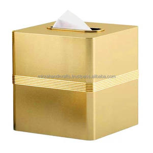 กล่องทิชชู่งานทำมือลายทาง,ที่ใส่ผ้าเช็ดปากเหมาะสำหรับวางบนโต๊ะห้องรับประทานอาหารสำนักงานห้องน้ำสีทองแดง - Product Image 2