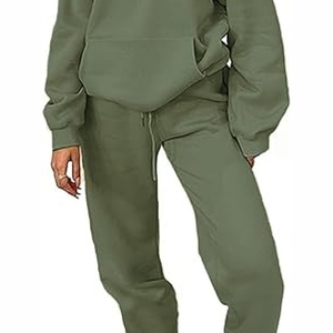 Ensembles de survêtement à capuche pour femmes de qualité supérieure lourd 100% coton solide imprimé vêtements pantalon grande taille caractéristiques pour l'hiver - Product Image 2