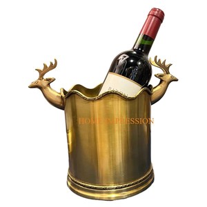 Cubo de vino de latón de forma redonda de diseño martillado, mesa de Bar de la mejor calidad, cubo decorativo para botellas de whisky y vino para venta al por mayor - Product Image 6