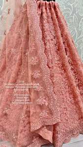 Lehenga choli สีพีชสีชมพูมีลวดลายดอกไม้แฟนซี - Product Image 5
