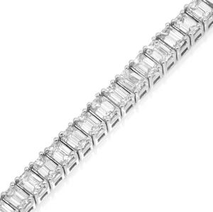 Bracelet tennis en moissanite taille émeraude, argent sterling 925, bijoux romantiques et élégants - Product Image 2