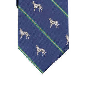 Corbata de Hombre con Rayas Dálmata en Azul, Talla Regular, Hecha de Seda, para Usar en Clubes - Product Image 3