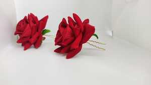 Velvet Metal Multi Color Artificial Rose Flower Hair <b>Clip</b> for Women Bridal Jura U-Shaped Pin Eco-Friendly Reusable Fashion - Product Image 3