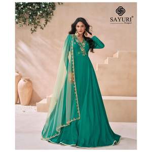 Último diseñador tradicional étnico Anarkali vestido Fab Zone Faux Georgette bordado secuencia trabajo estilo paquistaní Saree fiestas - Product Image 4
