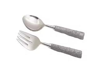 Juegos de servidor de ensalada de boda, vajilla de acero inoxidable con chapado en oro, elegante juego de servidor de ensalada de oro con mango de nácar - Product Image 5