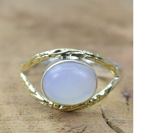 Milky Opalite 925 Sterling Silver Brass Natural Gemstone Designer <b>Ring</b> for Women - Product Image 1