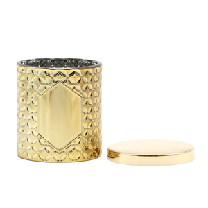 Handmade Hammered Gold Finished Candle Jar Luxury Cylinder EcoFriendly <b>Light</b> Weight Candle Jar for Home Weddings Christmas Decor - Product Image 5