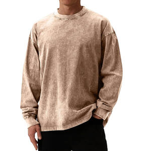 Meilleure vente T-shirt vintage pour homme délavé à l'acide personnalisable 100% coton manches longues surdimensionné T-shirt uni délavé à l'acide manches longues - Product Image 2