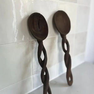 Pinzas para ensalada de madera de nogal, juego de utensilios de cocina elegantes con mango largo, servidores, tenedor mezclador, cuchara para Navidad, decoración del hogar, cena - Product Image 1