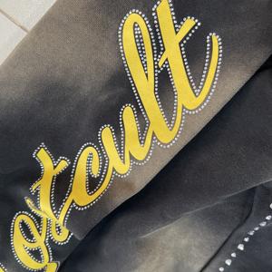 Sweat-shirts noirs personnalisés, broderie délavée au soleil, fermeture éclair de haute qualité, tissu en molleton français, streetwear pour hommes, poids lourd 550g, 100% coton - Product Image 3