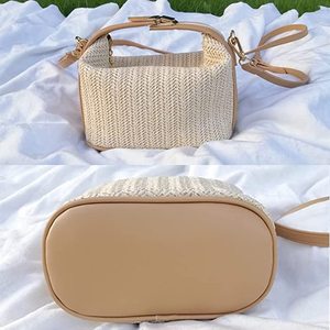 Sac fourre-tout en paille pour femmes grande capacité Shopping fourre-tout bohème sac à bandoulière voyage sac de plage avec doublure OEM - Product Image 6