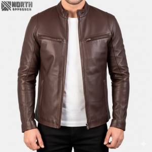 Nouvelle arrivée coupe-vent en peau de mouton véritable personnalisé en cuir de meilleure qualité, veste en cuir véritable de motard du Pakistan pour hommes support brut - Product Image 1