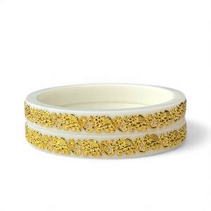 Unique Elephant Design White Acrylic Imitation Pearl Bangle <b>Set</b> Gold Plated Work Ethnic Wedding Traditional Wholesale for Women - Product Image 2