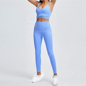 High Quality Customized Women's <b>Yoga</b> Set Solid Pattern Breathable and Elastic Waist Closure Private Label Low Price - Product Image 2