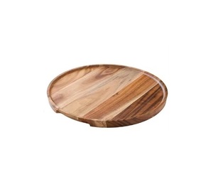 Ensemble de plats en bois d'acacia massif rond personnalisés, plats en bois jetables, plateaux avec motif floral pour les fêtes - Product Image 1