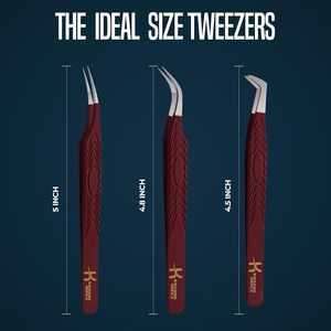 Pinzas para Pestañas KHADMI IMPEX con Punta de Fibra, Rectas y Curvas, para Extensiones de Pestañas con Volumen - Product Image 4