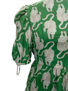 Women's High Quality <b>White</b> Tiger Print Cotton <b>Dress</b> Hand Block Printed Bold Stylish <b>Boho</b> Indian Style Direct From Manufacturer - Product Image 3