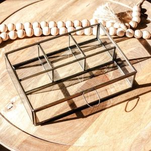 Antique Brass Finish Rectangle Brass Glass Jewelry Box with Hinged Lid Great <b>Indian</b> Price for Efficient Jewelry Organization - Product Image 5