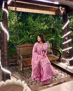 Traje Sharara Salwar Kameez de Bollywood para Mujer, Estilo Pakistaní Indio, para Bodas y Fiestas, Largo hasta el Suelo, de Secado Rápido, Exportación Radhe - Product Image 3