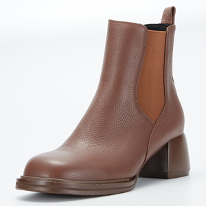 Botines Chelsea de Mujer Hechos a Mano, Cómodos, con Suela Gruesa, Tacón Cuadrado y Punta Cuadrada, de Cuero - Product Image 4