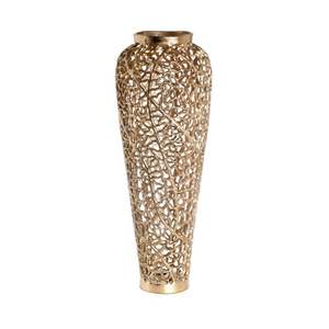 Engraved Leaf Shape Metal Flower <b>Vase</b> <b>Gold</b> Wedding OEM Fancy Style Modern Classic Place Home Decoration with Custom Logo - Product Image 6