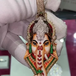 Pendentif Dieu Diamant Personnalisé VVS Clarté Moissanite Pass Sterling Silver Style Hip Hop Or pour Fête Fabrication Indienne - Product Image 2