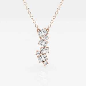 Pendentif en diamant Moissanite Cascade avec diamant rond taille émeraude pour fêtes de mariage ou cadeaux Pendentifs et breloques de mode - Product Image 3