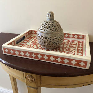 ถาดสี่เหลี่ยมทรงทันสมัยทำมือ ทนทาน ตกแต่งด้วยกระดูกงู เหมาะสำหรับโต๊ะกาแฟ โต๊ะเครื่องแป้ง หรือตกแต่งบ้าน - Product Image 2