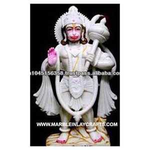 หินอ่อนสีขาวบริสุทธิ์ศาสนาฮินดูพระเจ้าศรีหนุมานจีรูปปั้นสำหรับสำนักงานบูชาและโรงพยาบาลรูปปั้นตกแต่ง - Product Image 1