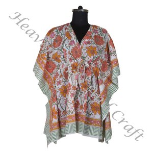 Vestido de noche africano para mujer, vestidos étnicos, vestidos caftán cortos para mujer, KFCS176, el mejor vestido de mujer de fabricación con estampado de bloques a mano - Product Image 3