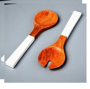 Cuillères à saladesEnsemble de couverts à salade en bois naturel de qualité supérieure Ustensiles de cuisine dernier cri Articles faits à la main en bois de baie d'acacia et de manguier - Product Image 6