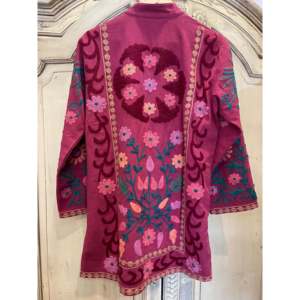 Chaqueta Reversible Tribal Suzani Cherry Forest para Mujer, Acolchada, Floral, Estilo Boho, con Forro de Cuero, Relleno de Algodón, para Invierno y Primavera - Product Image 6