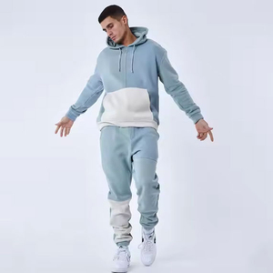 Haute qualité deux pièces hommes hiver Jogging costumes 100% coton polaire sport pantalon ensemble solide imprimé survêtements survêtements - Product Image 4