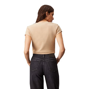 Tops cortos de verano 2025, camiseta lisa transpirable de alta calidad de algodón 100% para mujer, camiseta en blanco fina y ecológica - Product Image 4