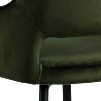 Tabouret de bar pliable moderne en tissu vert avec accoudoirs et dossier, pieds en métal, pour cuisine, salle à manger, salon, atelier, usage commercial, hôtel