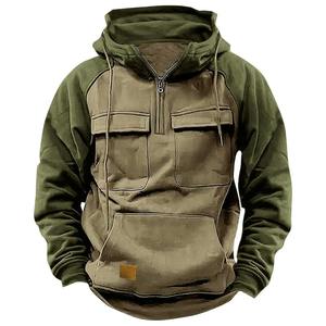 Sudaderas con capucha para hombre, Sudadera con capucha de primavera y otoño, sudaderas holgadas de retazos con bolsillos, ropa de calle informal de manga larga - Product Image 5