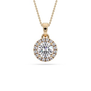 Colgante de Diamante Redondo Luminoso con Halo Simple, Diamante Cultivado en Laboratorio de 0.50 Ct en Platino, para Uso Diario, Regalo - Product Image 3