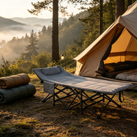Lit de camp pliant portable robuste avec coussin, design moderne, pour adulte, idéal pour le camping, l'hôpital ou l'extérieur, avec coussin rembourré