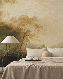 Peinture à l'huile personnalisée peinte à <span class=keywords><strong>la</strong></span> main d'une scène de <span class=keywords><strong>forêt</strong></span> <span class=keywords><strong>lointaine</strong></span>, à utiliser comme papier peint ou revêtement mural pour le canapé du salon - Product Image 2