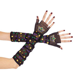 Elegantes guantes de moda Mardi Gras Net para mujer, trabajo con cuentas y lentejuelas, guantes de fiesta de alta calidad para mujer - Product Image 2