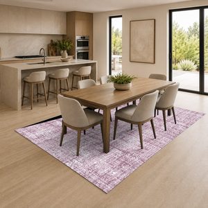 Alfombra de Chenilla Lavable a Máquina con Estampado Digital Oriental Tradicional Rosa Ciruela LXDP-0144 de RUGS DEPOT, Antideslizante - Product Image 4